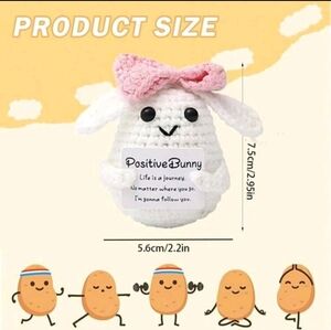 Crochet Emotional Support White Bunny with Pink Bow